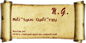Mátyus György névjegykártya